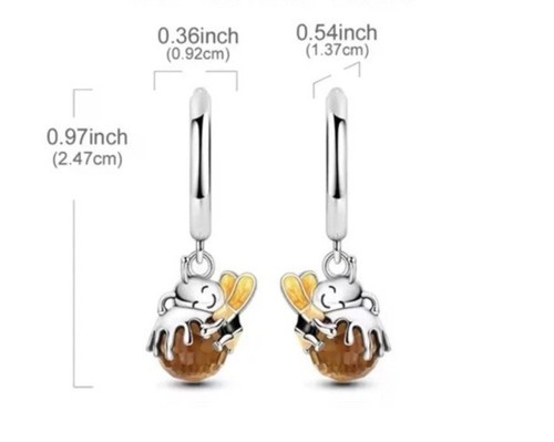 New Fashion Pair Of Earrings Bee Honey Jewellery Gift For Woman - Picture 2 of 5