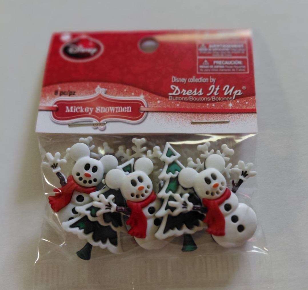 Dress It Up Buttons Disney Mickey Mouse Snowman Christmas Trees Snowflakes