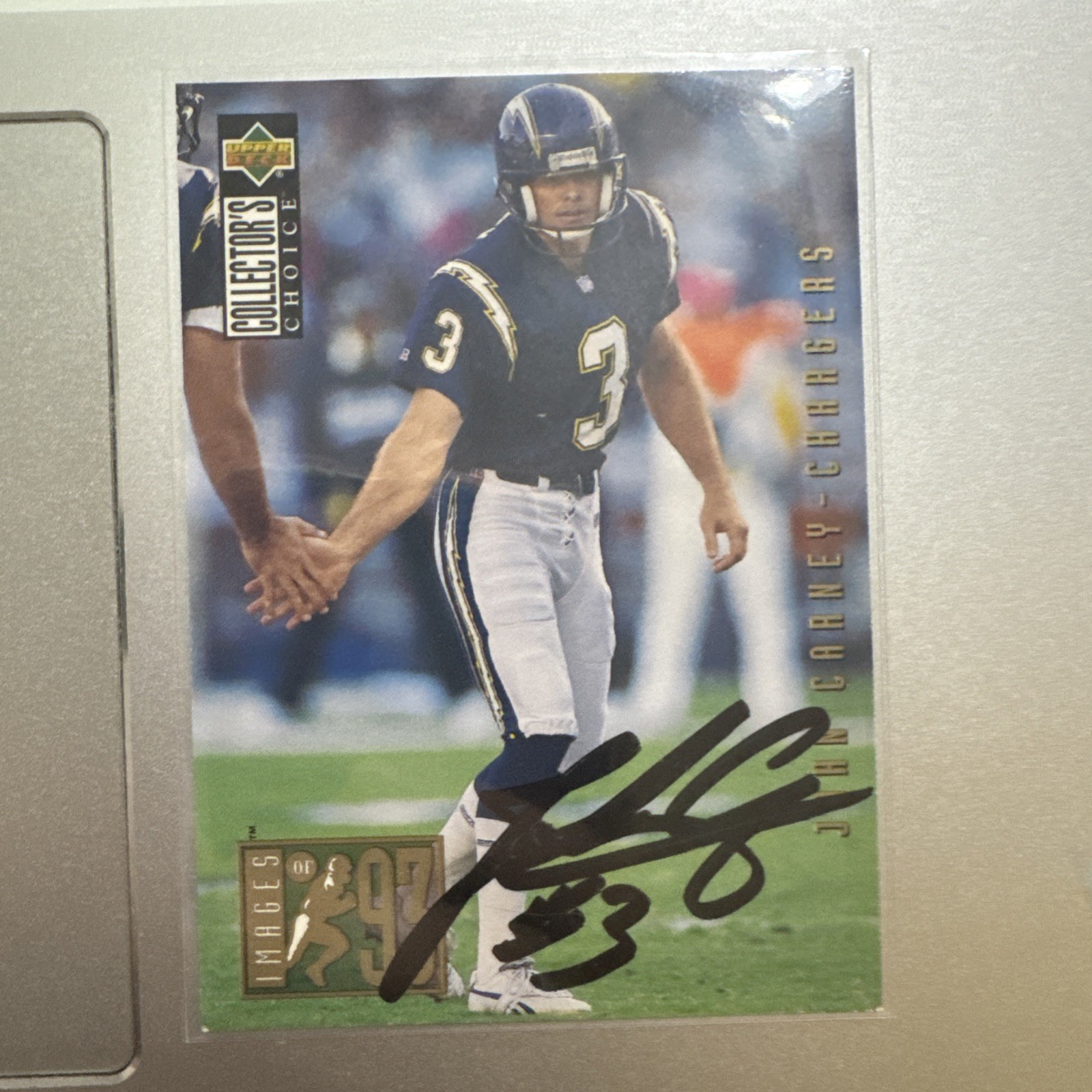 JOHN CARNEY San Diego Chargers 1994 Upper Deck Collector's Choice Card #37 Auto