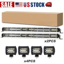 2x22inch Led Light Bar Spot Flood Combo 4x 4 Pods Offroad Fog Driving Atv Suv