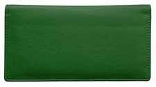 Emerald Green RFID Leather Checkbook Cover With Credit Card
