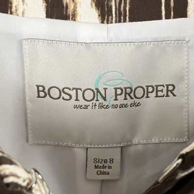 Boston Proper Jacket Size 8 Beaded Ikat Southwest Art to Wear Brown Statement