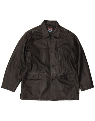 ROUTE 66 Herren Lederjacke UK 40 Large Schwarz Leder VY11