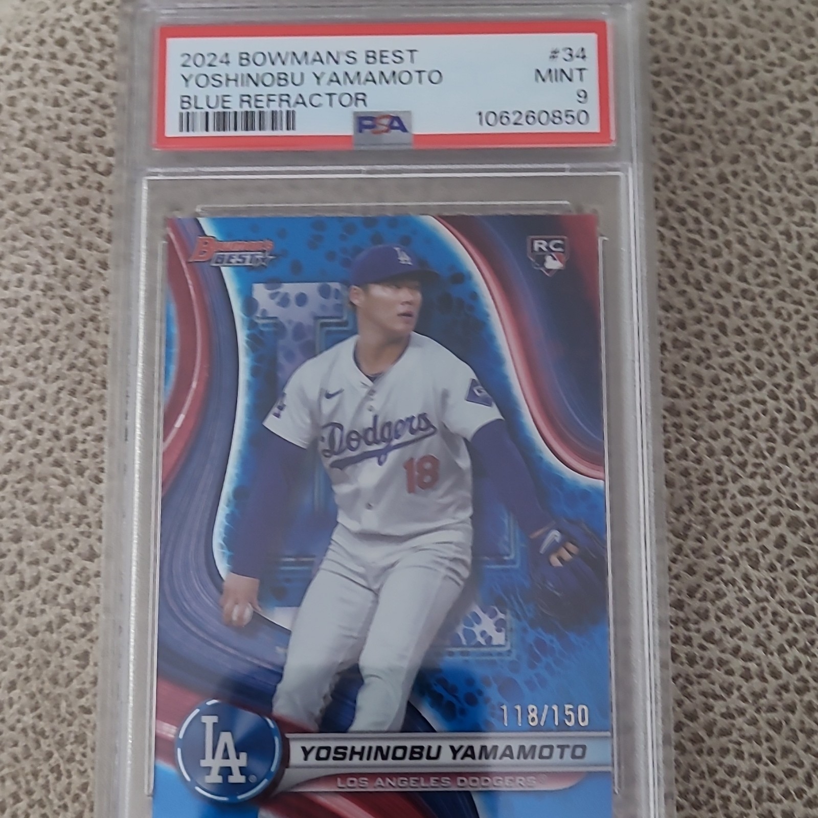 2024 Bowman's Best Yoshinobu Yamamoto Dodgers Blue Refractor #34 /150 Rookie