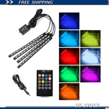 48 Led Multicolor Car Interior Strip Light Kit Sound Activated Remote Control