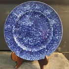 Vintage Stangl Town And Country Bright Blue Spongeware Splatter 9” Dinner Plate