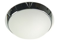 Deckenleuchte Rund, Opalglas Matt, Dekorring Chrom, Ø 40Cm, BüRolampe