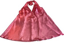 Vintage 90s Frederick  s Of Hollywood Pink Satin Babydoll Chemise Size 1X Halter