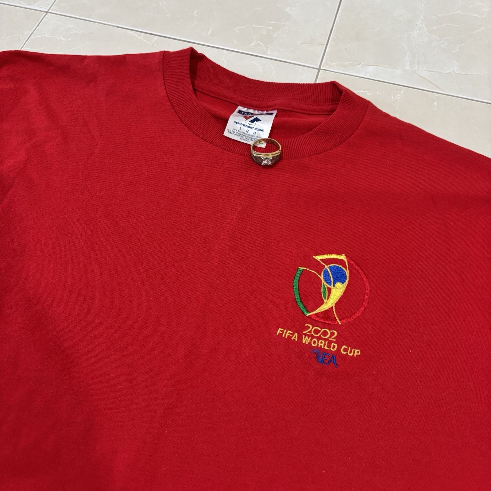 Vintage FIFA World Cup T Shirt 2002 Embroidered Soccer Football Men’s Large Y2K