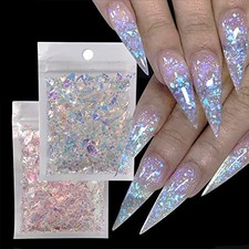 4 Bags Nail Art Glitter Sequins Irregular Colorful Mermaid Nail Flakes