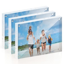 5x7 Acrylic Picture Frame 3 Pack, 20mm Thick Magnetic Double Sided Display 20...