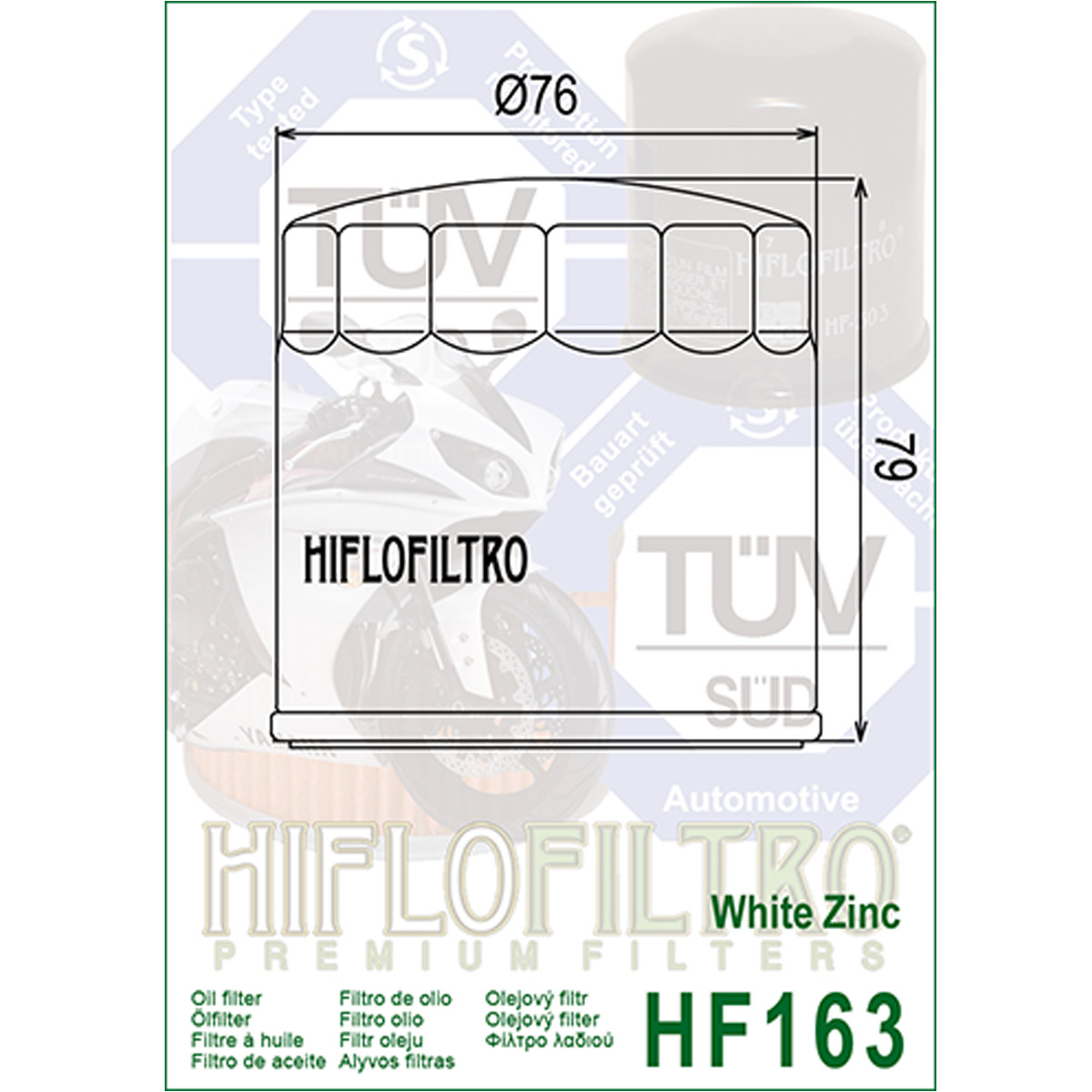 Hiflofiltro HF163 Oil Filter Chrome 3 Pack BMW R 850 C, K100, K100 LT, K100 RS