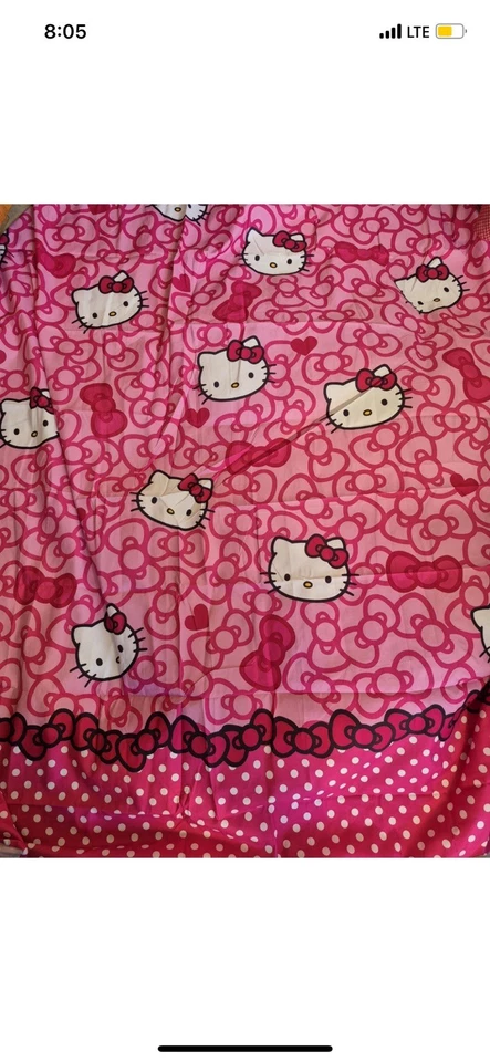 Hello Kitty Sanrio Fabric Shower Curtain 72”x72” Bows+Dots - Image 2 of 4