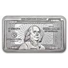 10 oz Silver Bar – Ben Franklin $100 Bill Design