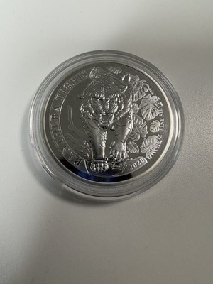 2020 Lao PDR Panthera Tigris Wild Tiger 1 Troy Oz 999 Fine Silver 500 Kip Coin