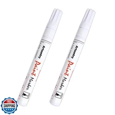 Artsunlvy White Paint Pens marking pens Permanent Markers - 2 Pack Oil Based 