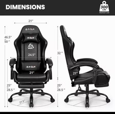 N-GEN Black Gaming Chair Ergonomic Adjustable Armrests 300 lbs Max Load GAMING 3
