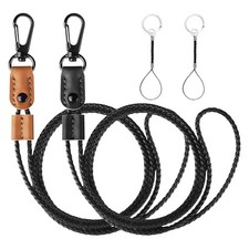2 Pcs Braided Leather Badge Lanyards for ID Badges Holders Keys Long Strap1169