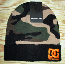 MENS DC SHOES CAMOUFLAGE BLACK BEANIE HAT CAP ONE SIZE
