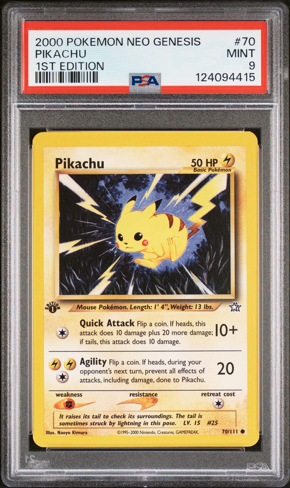 2000 POKEMON NEO GENESIS 1ST ED #70 PIKACHU PSA 9