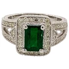 Art Deco Vintage Style Lab Created Diamond  14K White Gold Finish Engagemen Ring