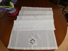 LINGE ANCIEN Grand napperon Centre de table Rideau Blanc BRODE