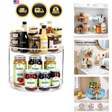 2 Tier Lazy Susan Turntable Organizer for Cabinet, 9.25'' Rotating Spice Rack...