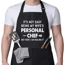 Funny Husband Apron, Wife's Personal Chef Cooking Gifts for Men