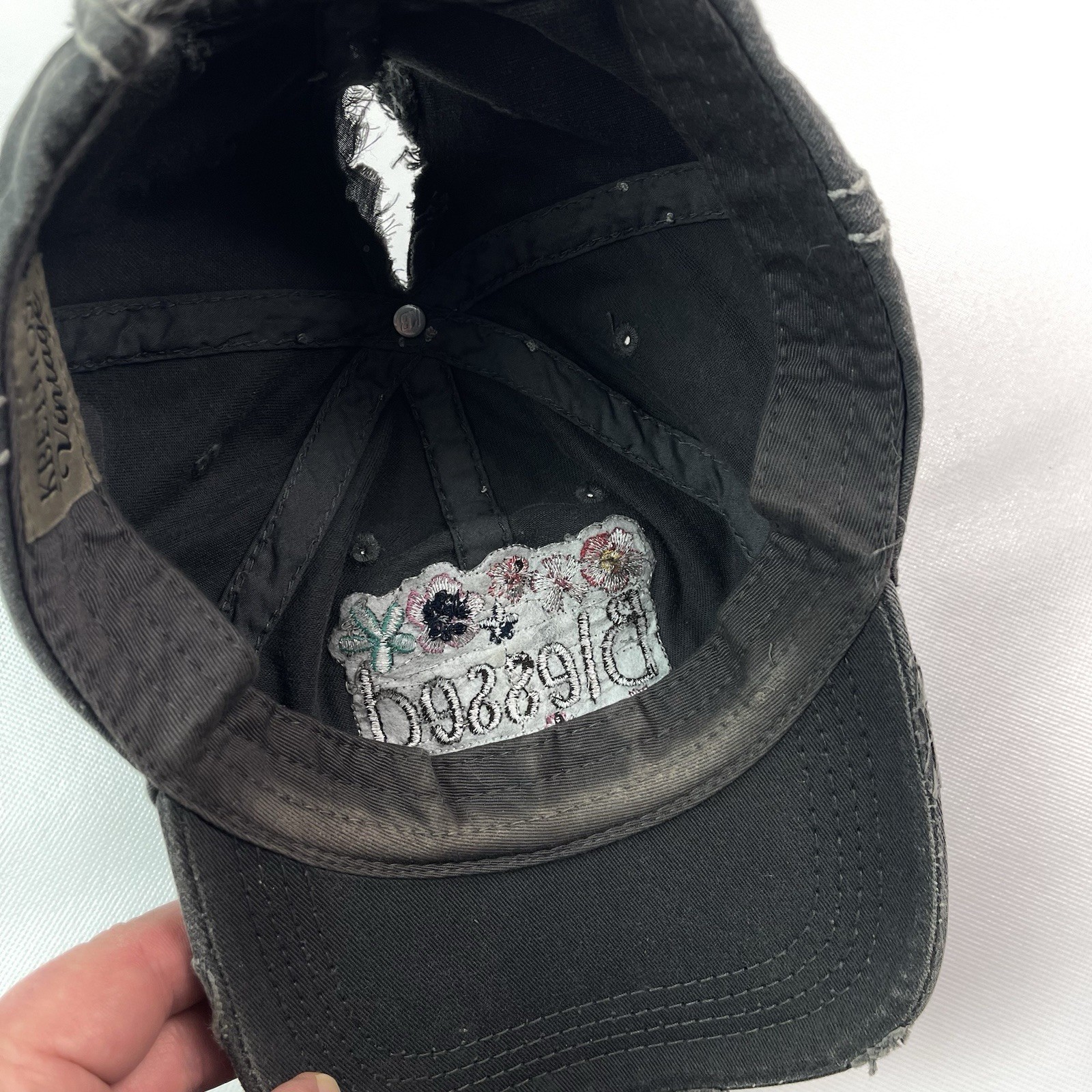 Blessed Floral Patch Gray Distressed Ponytail Bas… - image 18