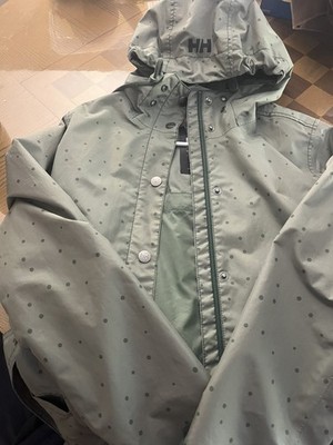 Small  Helly Hansen Jacket Womens Green polka dot Belted Hooded Rain Hoodie  