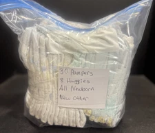 Pampers Newborn Disposable Diapers Not In Original Packing Qty 30 & 8 Huggies