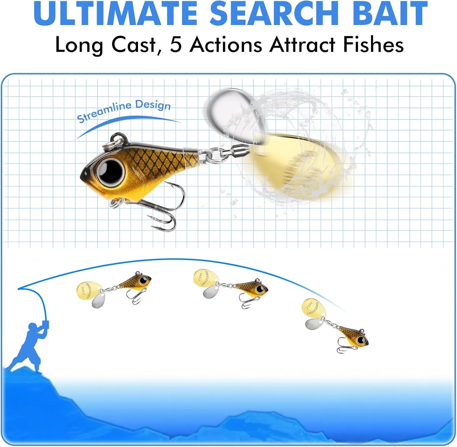 Ice Fishing Lures - 4-Piece Durable Metal Spinners with BKK Treble Hooks - Image 5