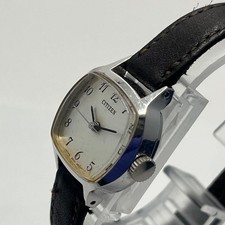 Reloj para mujer Citizen años 70 6800 cuerda manual esfera plateada WGP cuadrado -Funciona