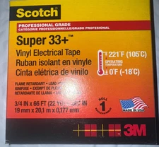 10pk 3M Scotch Super 33+ Black Vinyl Electrical Tape, 3/4"x66' (22 YD) x .007"
