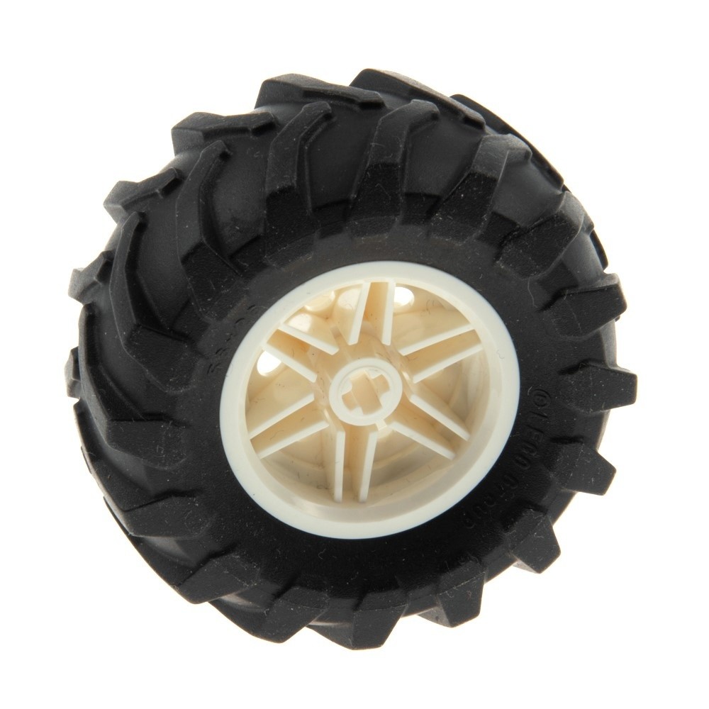 1X Lego Technic Wheel 56X26 Black Rim 30.4X20 White Axle Hole 56145C06