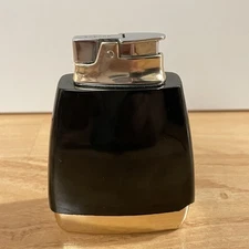 1950s Ronson Pioneer Table Lighter Black & Gold MCM Made in USA Vintage