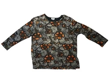 SPS Apparel USA One Size Floral Long Sleeve Top Grey Orange Soft Knit
