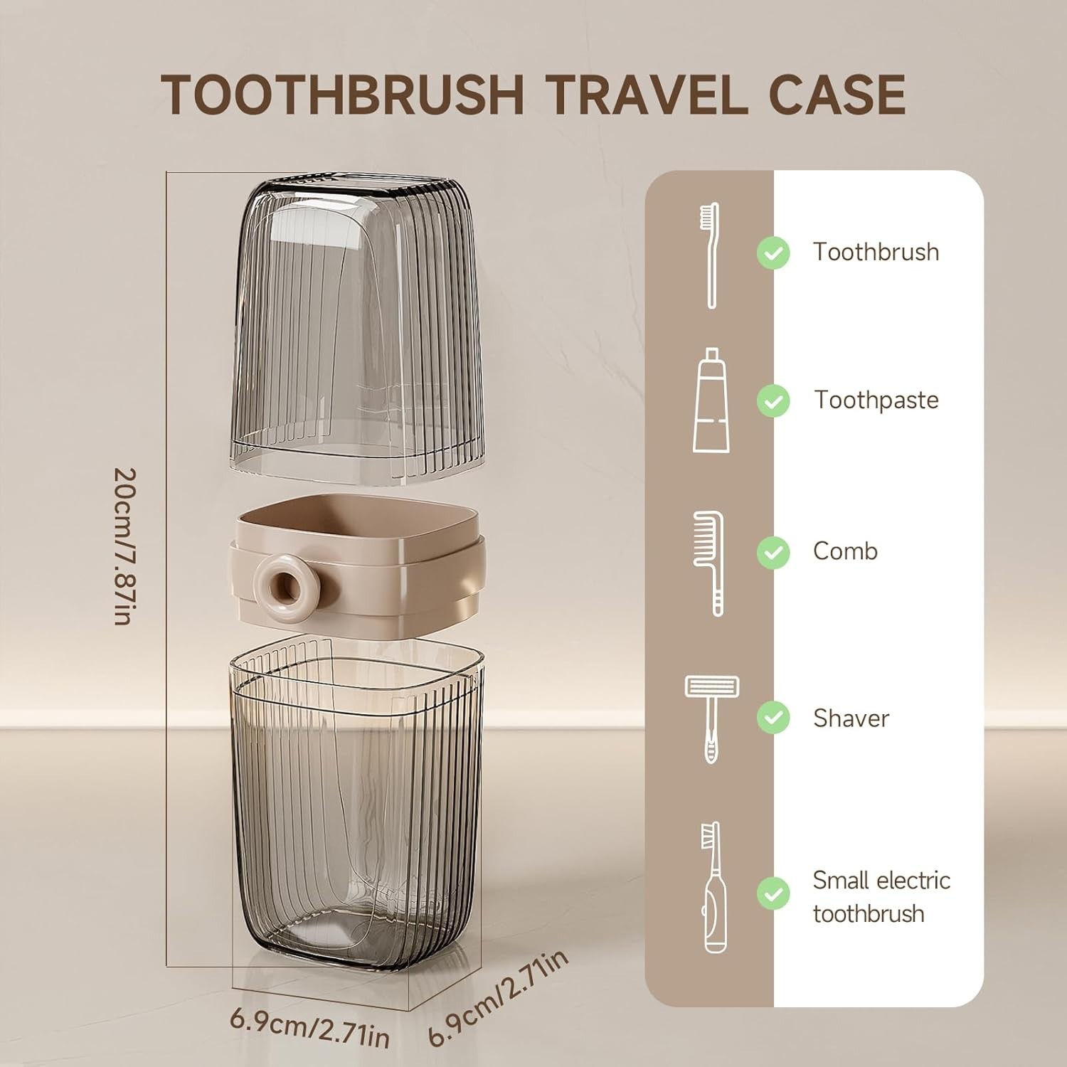 Toothbrush Travel Case, 2 in 1 Toothbrush Holder and Rinse Cup, Large Capacit...