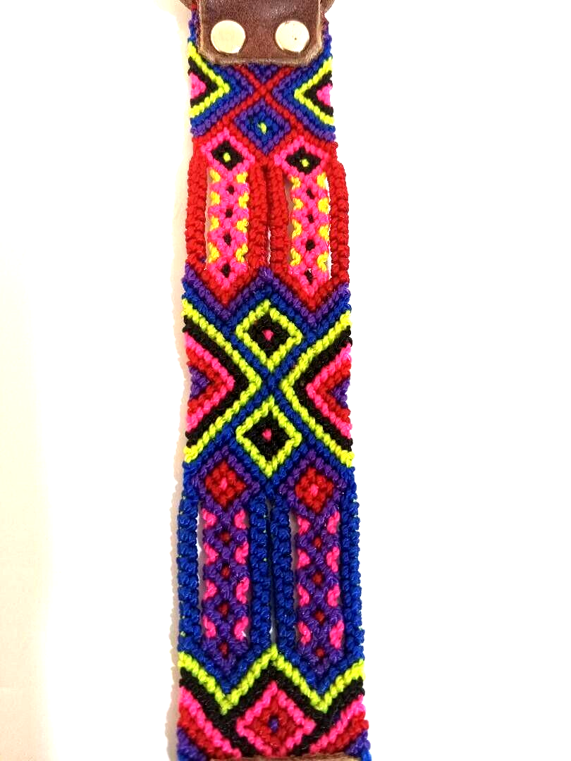 Geometric Woven Green Leather Bracelet Belt for Women