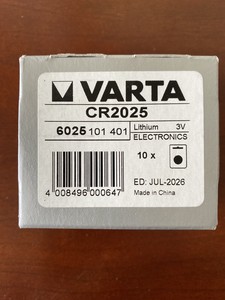 Батарейка varta cr 2025 bl1 (10/100) 6025101401 (4008496000647)