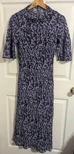 & Other Stories Dress Size 0 Blue Short Sleeve Midi Sheer No Slip