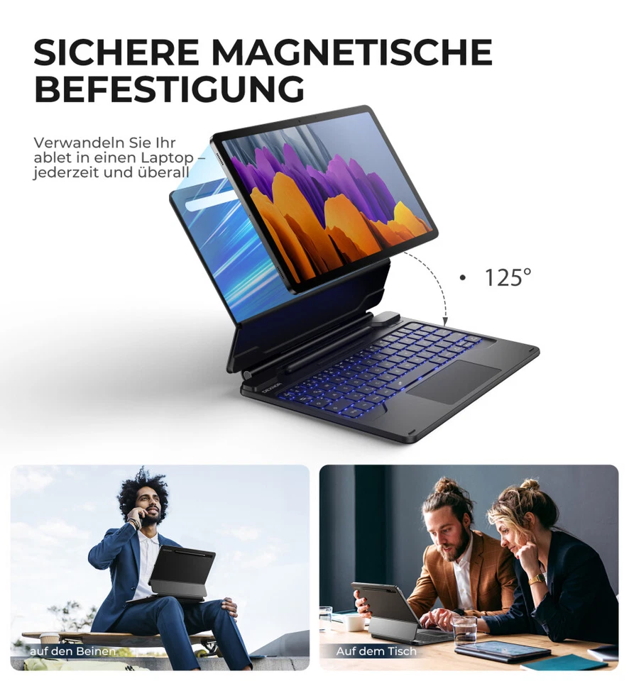 Dexnor Tastatur Hülle für Samsung Galaxy Tab S8/S7 mit Multi-Touch Trackpad - Bild 3 von 4