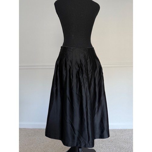 Jigsaw satin Black Midi Skirt Pleated A-Line Career Party Cocktail Size 8 US - Picture 3 of 9