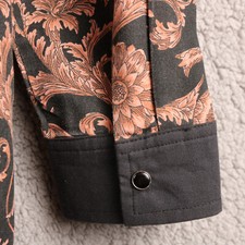 De Colección Real Floral Casero Perla A Presión Adulto Grande -XL Manga 3/4 Sin Etiquetas