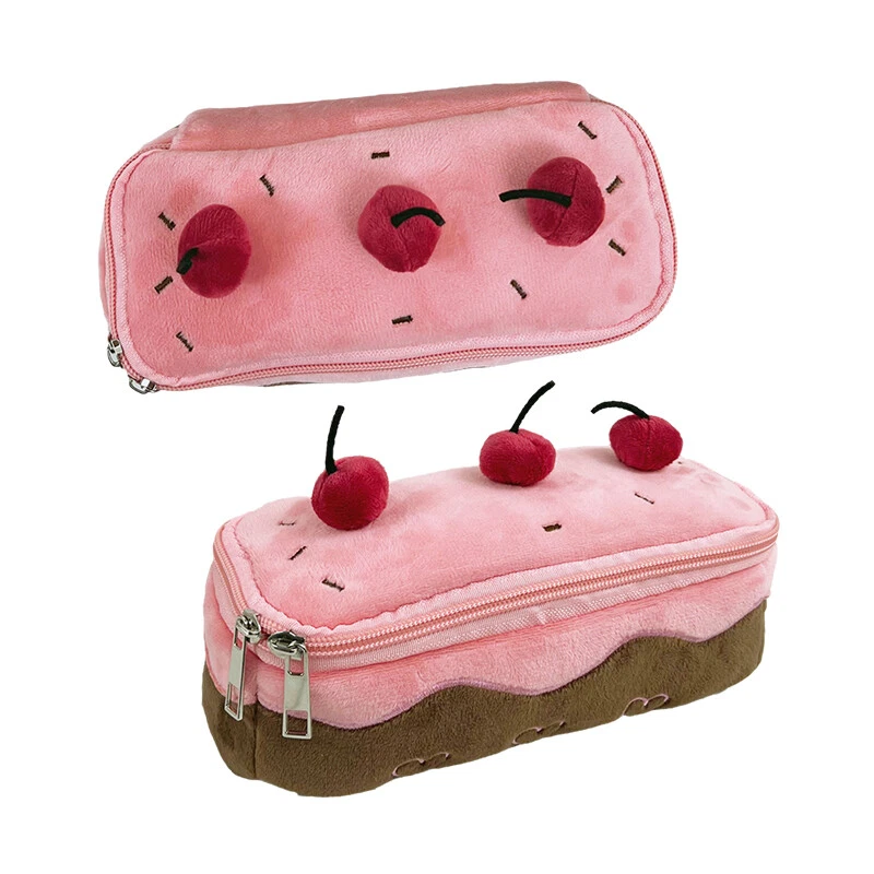 Плюшевый карандаш мешок розовый вишневый торт Kawaii косметичка эстетический чехол держатель 1 x - Изображение 3 из 4