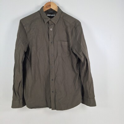 Target mens button up shirt size S khaki green long sleeve collar