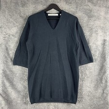 Uniqlo Lemaire Navy V neck Long Sweater Dress Chunky Knit Womens XS Preppy