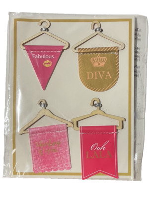 Hello Darling Diva Pennants~Dimensional Scrapbook Sticker Embellishment