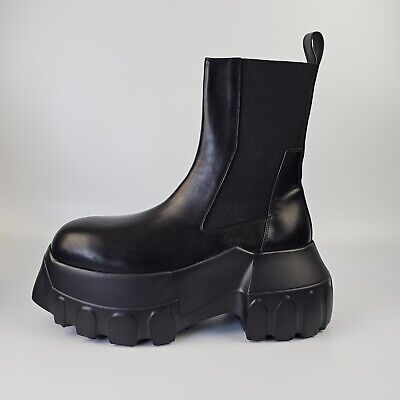 RICK OWENS Porterville Beatle Mega Tractor Black Leather RICK OWENS Porterville Beatle Mega Tractor Black Leather