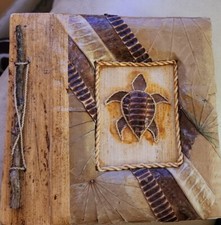 Hawaiian Natural Photo Album Sea Turtle On The Cover. Bamboo, Twigs, Tiki
